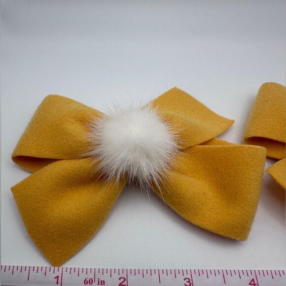 Soft Yellow Bow Hair Clip, Set of 2, New - Picture 2 of 4